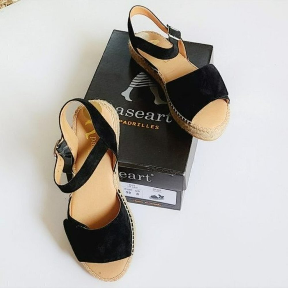 NWT PASEART Spain Leather Suede Flat Espadrille Sandals - Picture 4 of 11